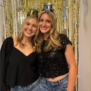 Black Sequin Crop Top